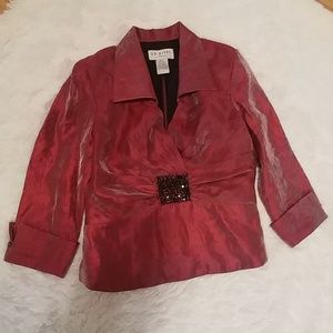 VINTAGE Holiday Shimmery Red Dressy Top 8 M